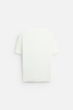 ZARA БАЗОВАЯ ФУТБОЛКА В РУБЧИК, БЕЛЫЙ