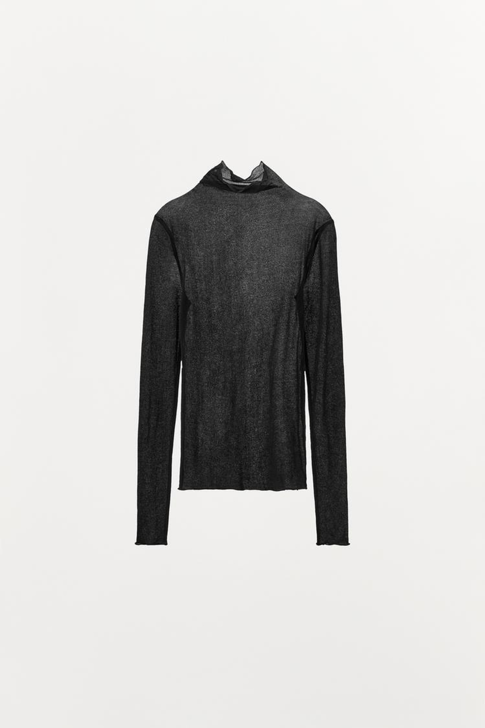 ZARA ХЛОПКОВЫЙ ТОП-ДЖЕРСИ, ЧЕРНЫЙ