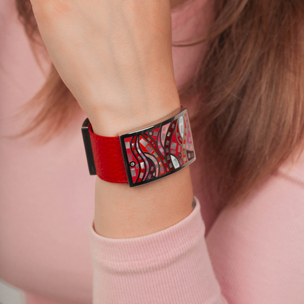 Браслет Fiore Luna на кожаном красном ремешке CB00230-15 R/S