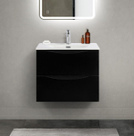 Тумба с раковиной подвесная BelBagno MARINO-CER-MINI-600-2C-SO-NL-P Nero Lucido, раковина белая BB-8099-3-60