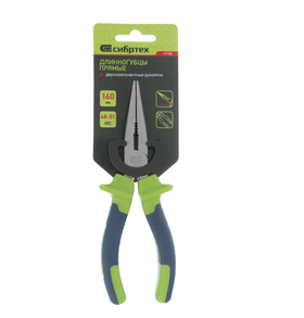 Длинногубцы прямые Сибртех 160 мм, двухкомпонентные рукоятки 17104