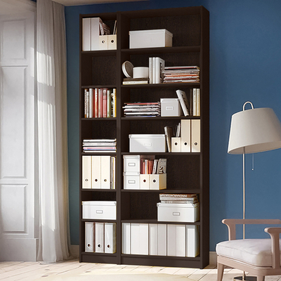 Стеллаж Билли 02 Венге Цаво 3354 120*28*237 см, Черный   Фиеста