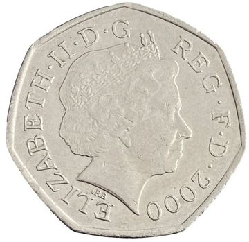 50 пенсов 2000 Великобритания «150 лет публичной библиотеке»