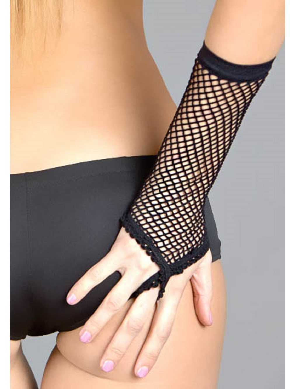 Перчатки в сетку на один пальчик черные