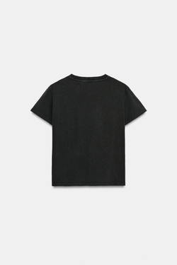 ZARA ФУТБОЛКА С ЭФФЕКТОМ ПОТЕРТОСТИ И КАРМАНОМ, АНТРАЦИТОВО-СЕРЫЙ