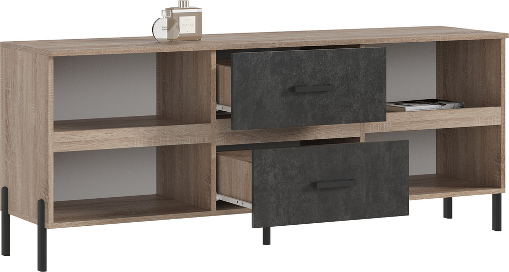 Тумба для ТВ Ким (металл), Бетон графит, Сонома
