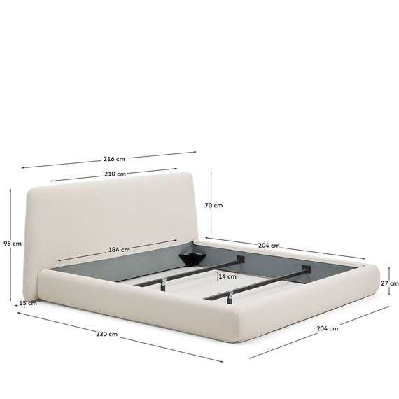 Кровать Martina со съемным чехлом из шенилла цвета экрю 180 x 200