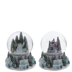 GAEM Фигур декор в стекл шаре "Снеговик/Дом" (подсв, муз, вьюга, AAAх3 н/п), D 10 см, L12 W11,5 H14 см, 2