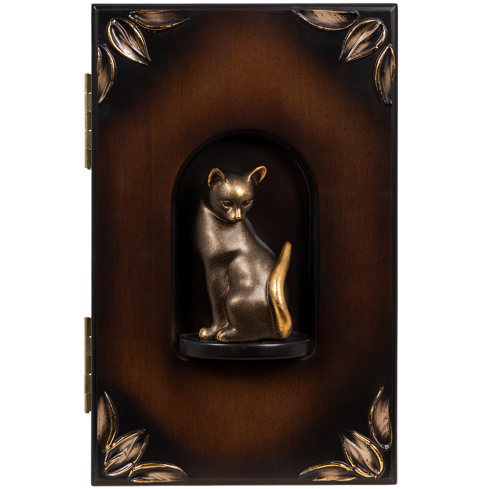 Полка - ключница Кошка Грация Орех Бронза