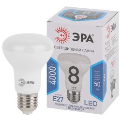 Лампа светодиодная ЭРА STD LED R63-8W-840-E27 8Вт рефлектор нейтральный белый свет Е27 | Лампы cветодиодные Рефлектор (R )