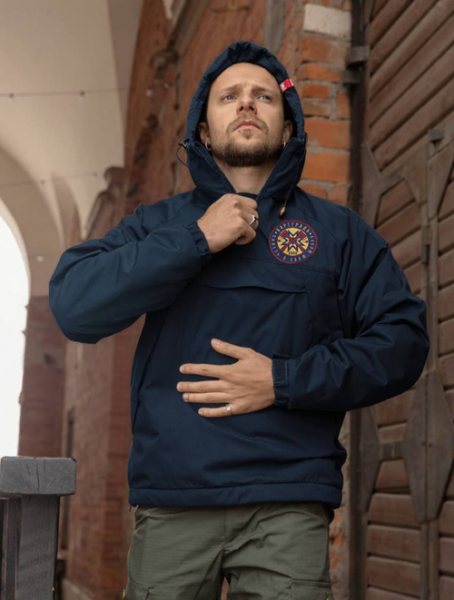 Куртка демисезонная "Анорак" Варгградъ на флисе мужская тёмно-синяя