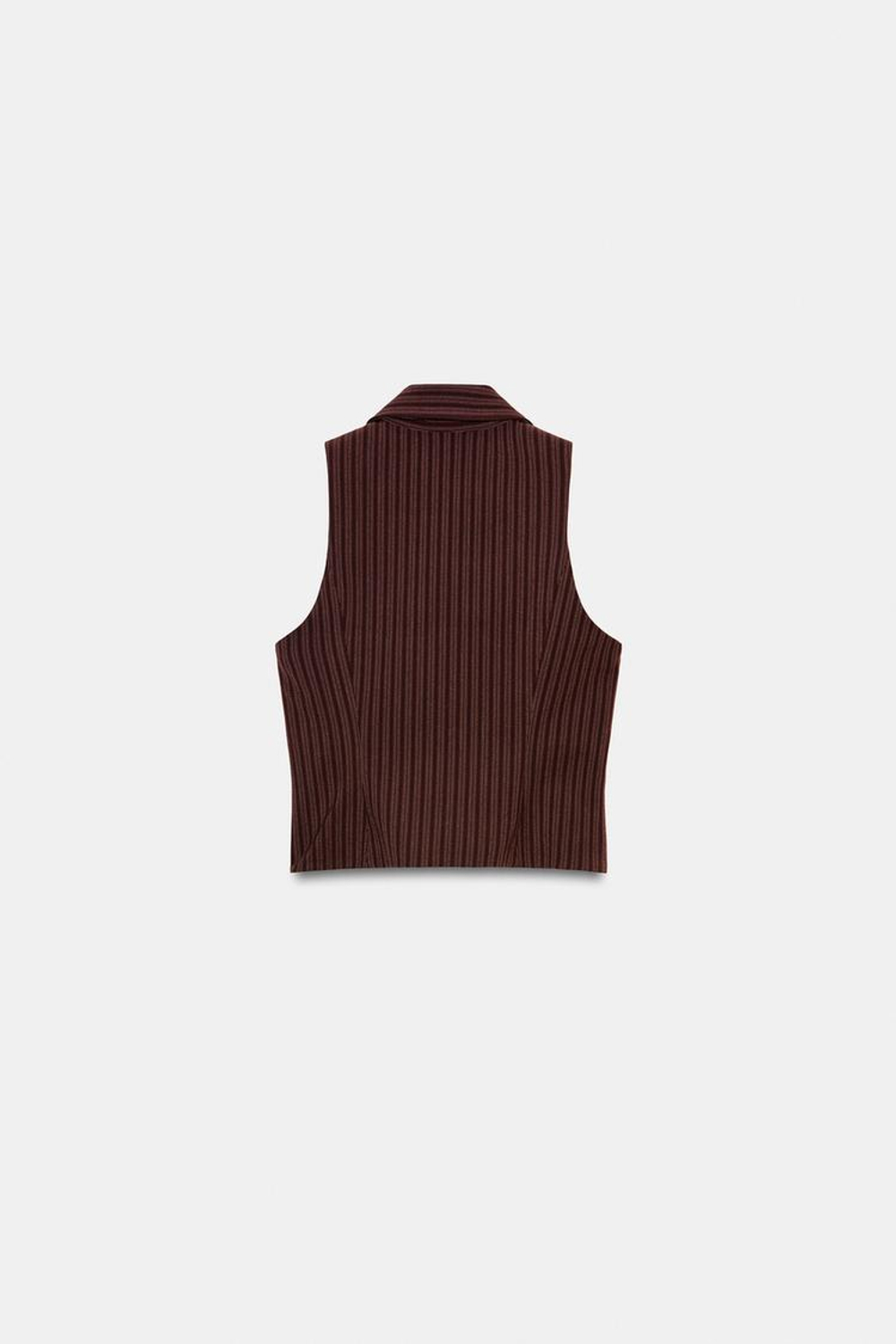 ZARA ЖИЛЕТ В ПОЛОСКУ НА МОЛНИИ, КОРИЧНЕВЫЙ/ЭКРЮ