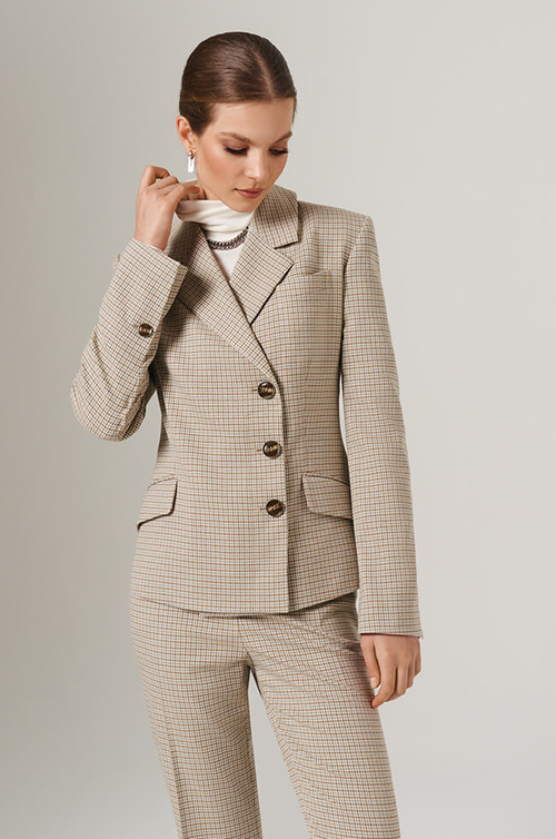 1894 Жакет женский (бежево-оливковый клетка)