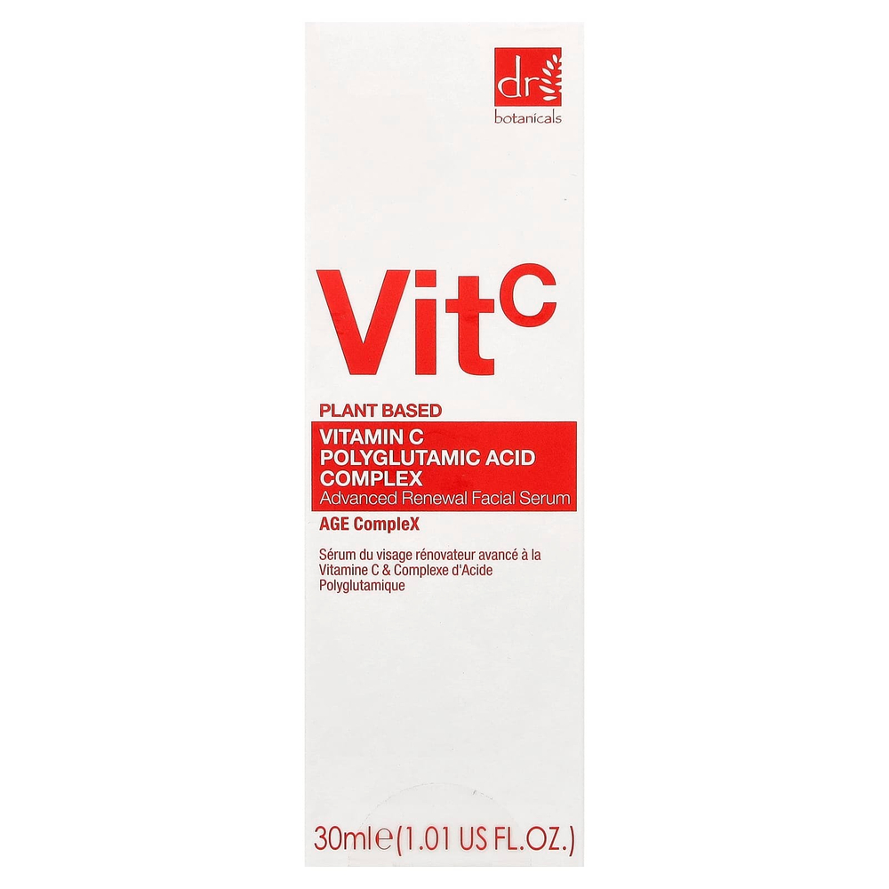 Dr. Botanicals, Комплекс с витамином C и полиглутаминовой кислотой, обновляющая сыворотка для лица, 30 мл (1,01 жидк. Унции)