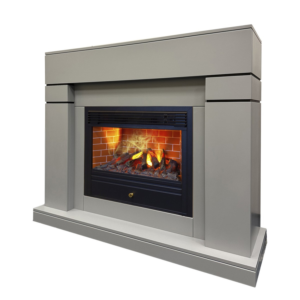 Электрокамин RealFlame Lindelse 26 GR серый, графит c очагом 3D Novara