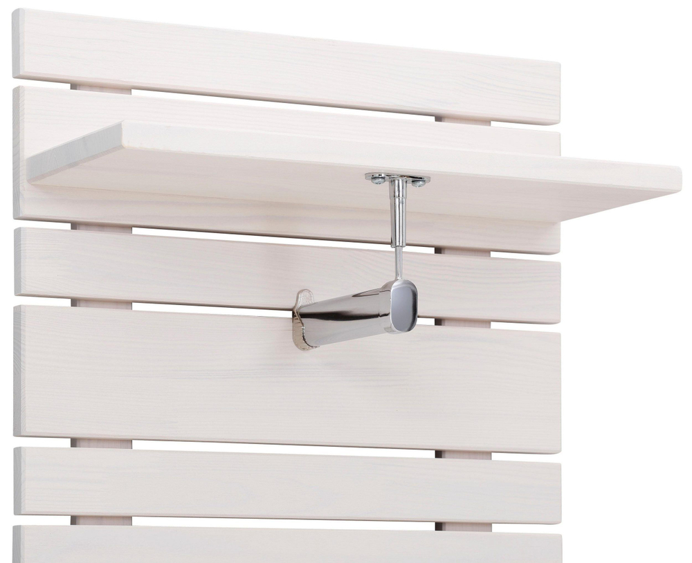 Вешалка настенная 40х18х104, Джосси, панель-вешалка для одежды, в прихожую, гараж, баню, массив сосны, белый, Dipriz