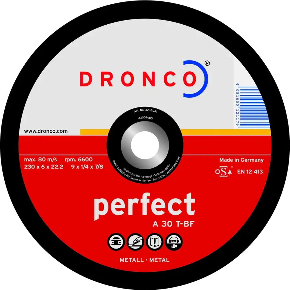 Шлифовальный диск A30T 230х6 Dronco 3236041