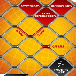 Сетка от грызунов оцинкованная 6х6 мм (10 метров) толщина 0.5 / под штукатурку/ кладочная