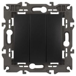 14-1107-05 ЭРА Выключатель тройной, 10АХ-250В, IP20, Эра Elegance, антрацит | Elegance Антрацит