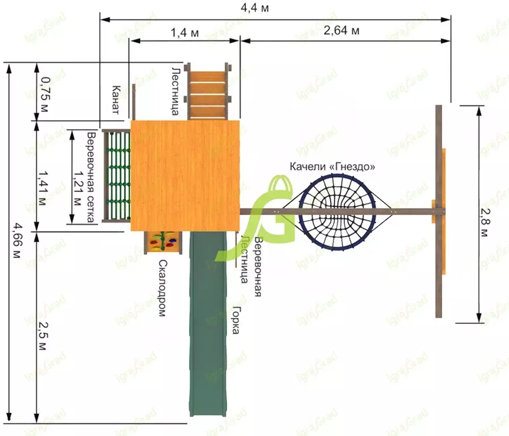Детская площадка Панда Фани Nest с качелями гнездо