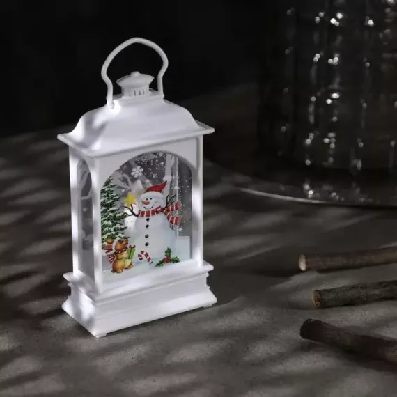 Светодиодный Фонарь со снеговиком 7×13×3.5 см., пластик, батарейки AG13х3, Luazon Lighting (4843936)