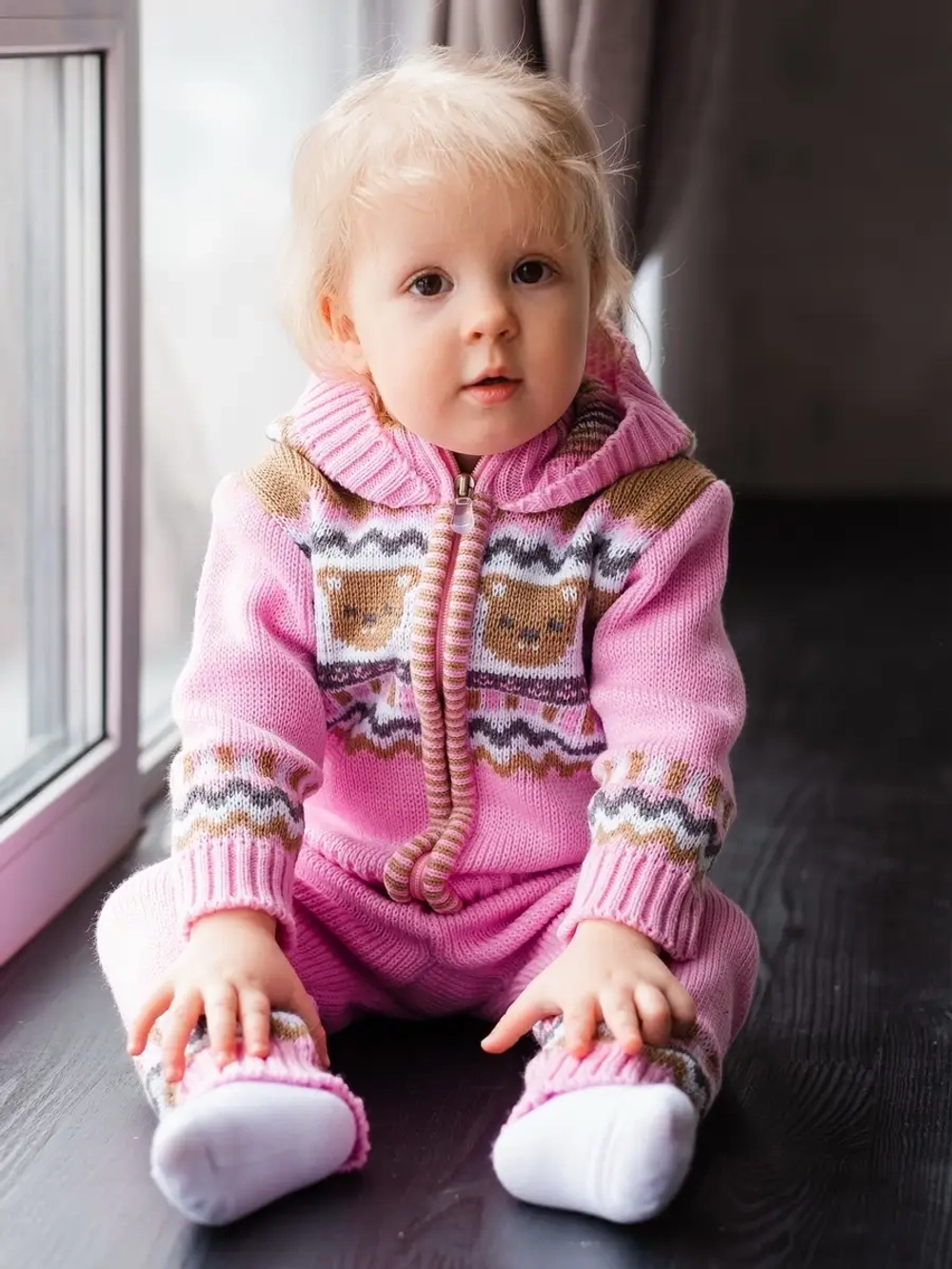 Костюм вязаный для малышей для новорожденных "Мишки"