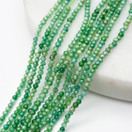 Фианит бусины (кубический цирконий), цвет зеленый микс, размер около 2 мм, цена за нить 38 см