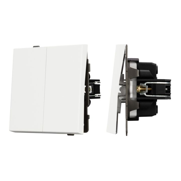 Механизм выключателя двухклавишный проходной SWT-TENDO-MKP2-SFPL-WH (230V, 10A) Arlight 054556
