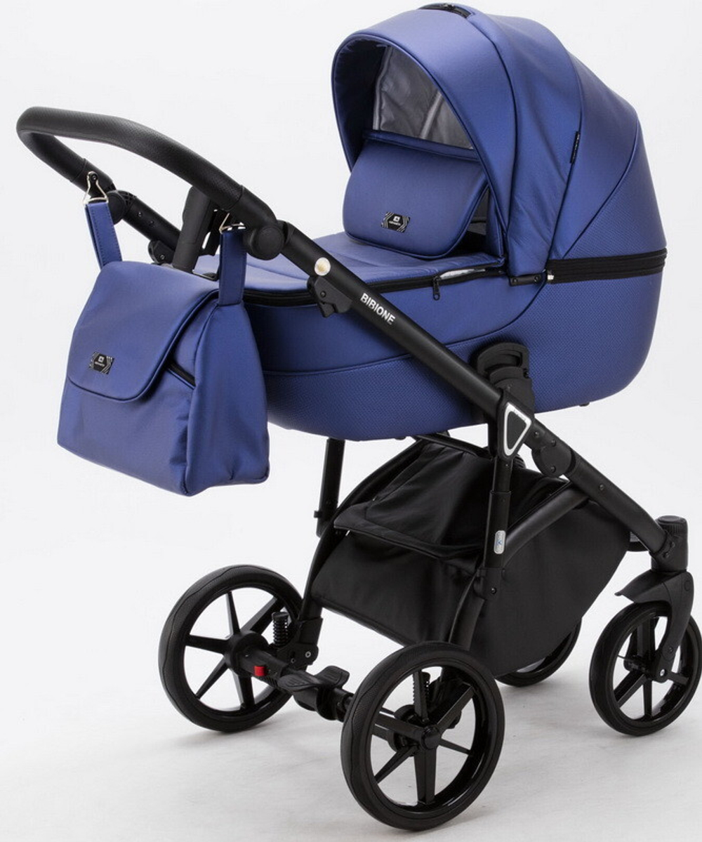 Детская коляска Adamex Bibione Deluxe 3 в 1 BI-SM02 (СИН.ПЕРЛ.ПЕРФ.КОЖА)
