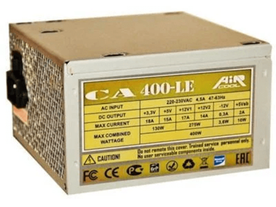 Блок Питания AiR-Cool  400W, Non Modular, ATX, КПД 85%, Fan 120mm, Черный, CA-400LE