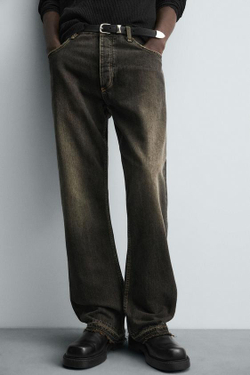 ZARA ДЖИНСЫ RELAXED FLARED FIT, КОРИЧНЕВЫЙ