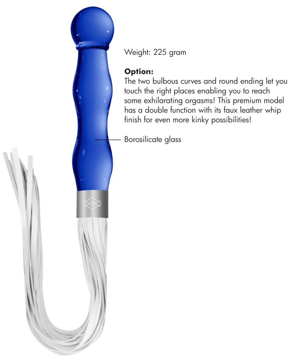 Синий анальный стимулятор-плеть Whipster с белыми хвостами (Цвет: синий с белым)