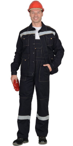 Костюм куртка, полукомбинезон синий с СОП (100% узбекская саржа)