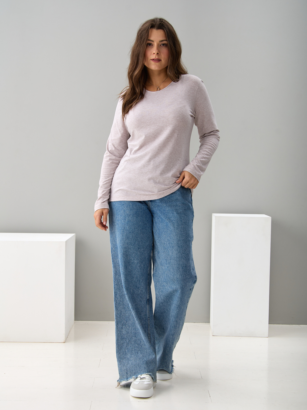 Лонгслив ЛНкл-081/бежевый-меланж