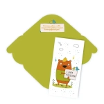 Конверт для денег стандарт С днем рождения Медведь с открыткой