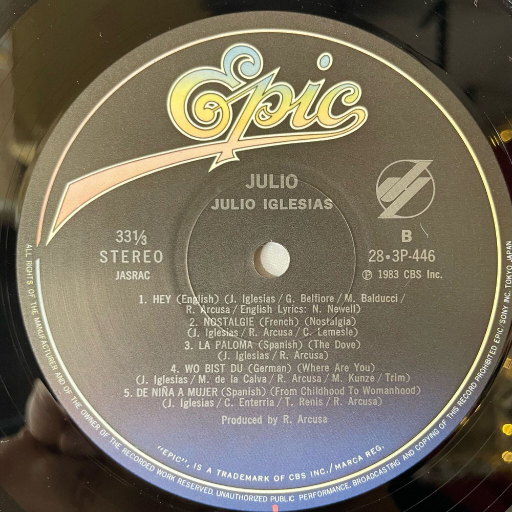 Винтажная виниловая пластинка LP Julio Iglesias Non Si Vive Cosi (Japan 1983) (Obi)