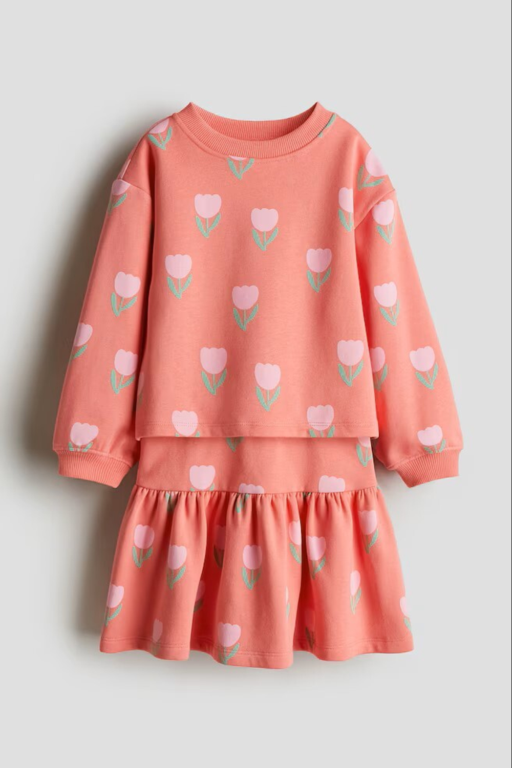 H&M Комплект из юбки и толстовки с принтом, ярко-розовый