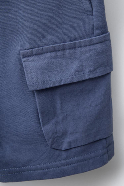 ZARA ШОРТЫ КАРГО ИЗ МЯГКОЙ ТКАНИ, СИНИЙ