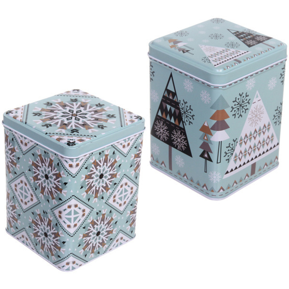 Банка жестяная «Снежинка» 1200мл 10,6*10,6*13,5см