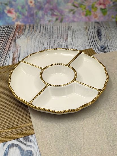 Менажница круглая 5 отделений 29 см. Бусины