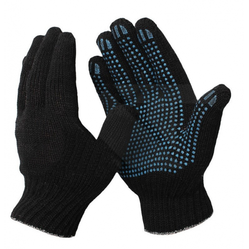 Перчатки с ПВХ "Точка" (6 нитей, 7,5 класс) черные
