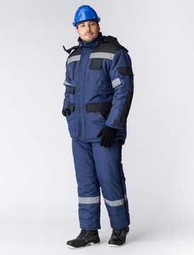 Костюм зимний "Беркут" полукомбинезон (т.синий/черный)