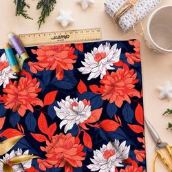 Ткань премиум Оксфорд 600D кораловый цветочный акцент