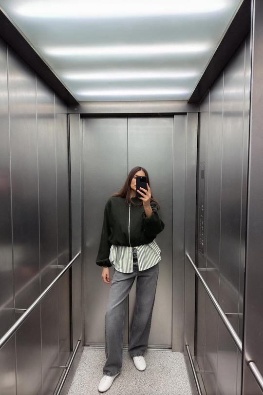 ZARA БОМБЕР ИЗ МЯГКОЙ ТКАНИ, ХАКИ