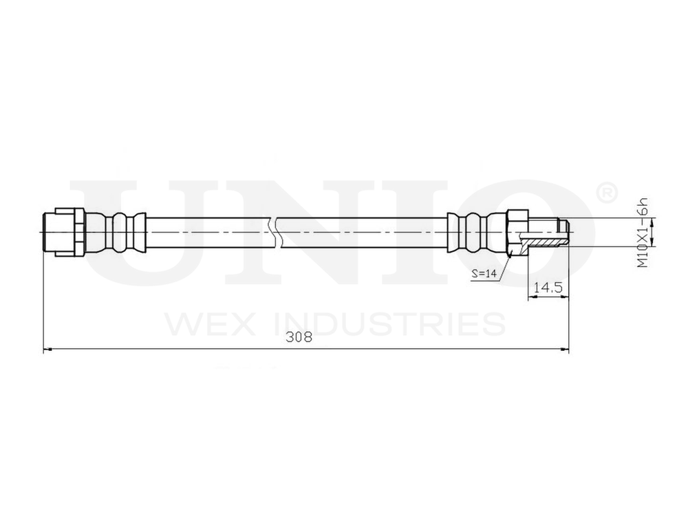 Шланг тормозной задний UNIO BRH-10008
