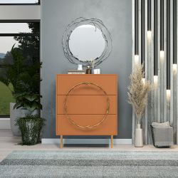 Комод Арт Колор matte Стайл Голд с 3 ящиками Томленый оранжевый матовый