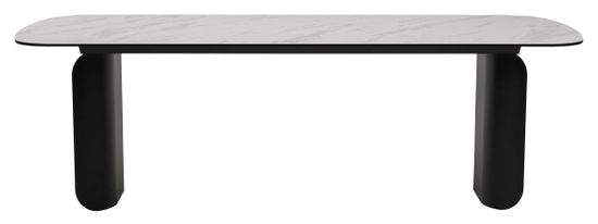 Стол NORD 240 MARBLES KL-99 Белый мрамор, итальянская керамика / черный каркас