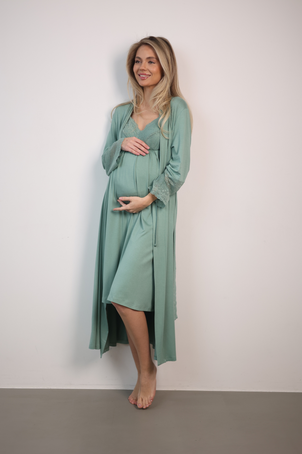 Комплект тройка для беременных и кормящих, пижама TO102-3; цвет: оливковый