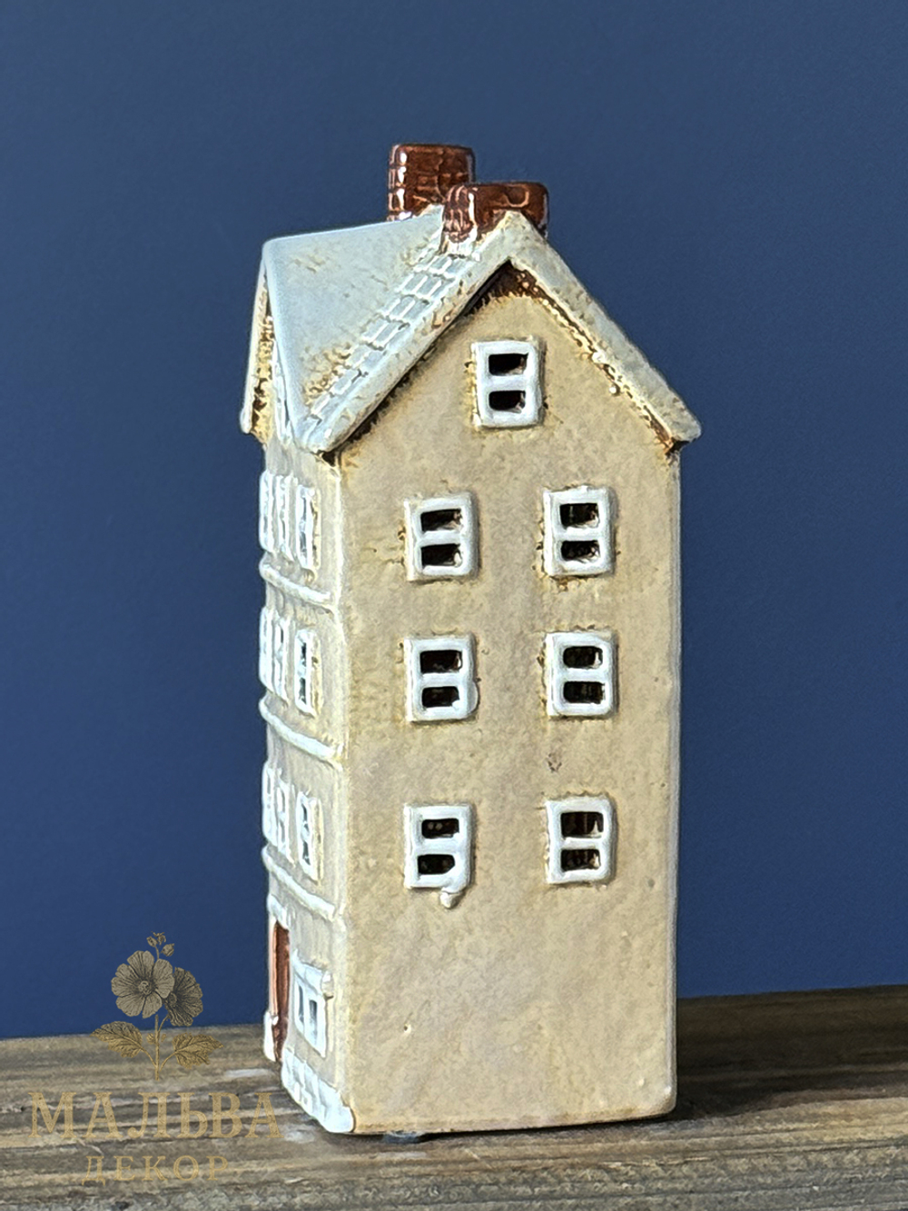 Декоративный подсвечник из керамики "Домик бежевый" CAMPO Home & Garden 11x9xH22 см