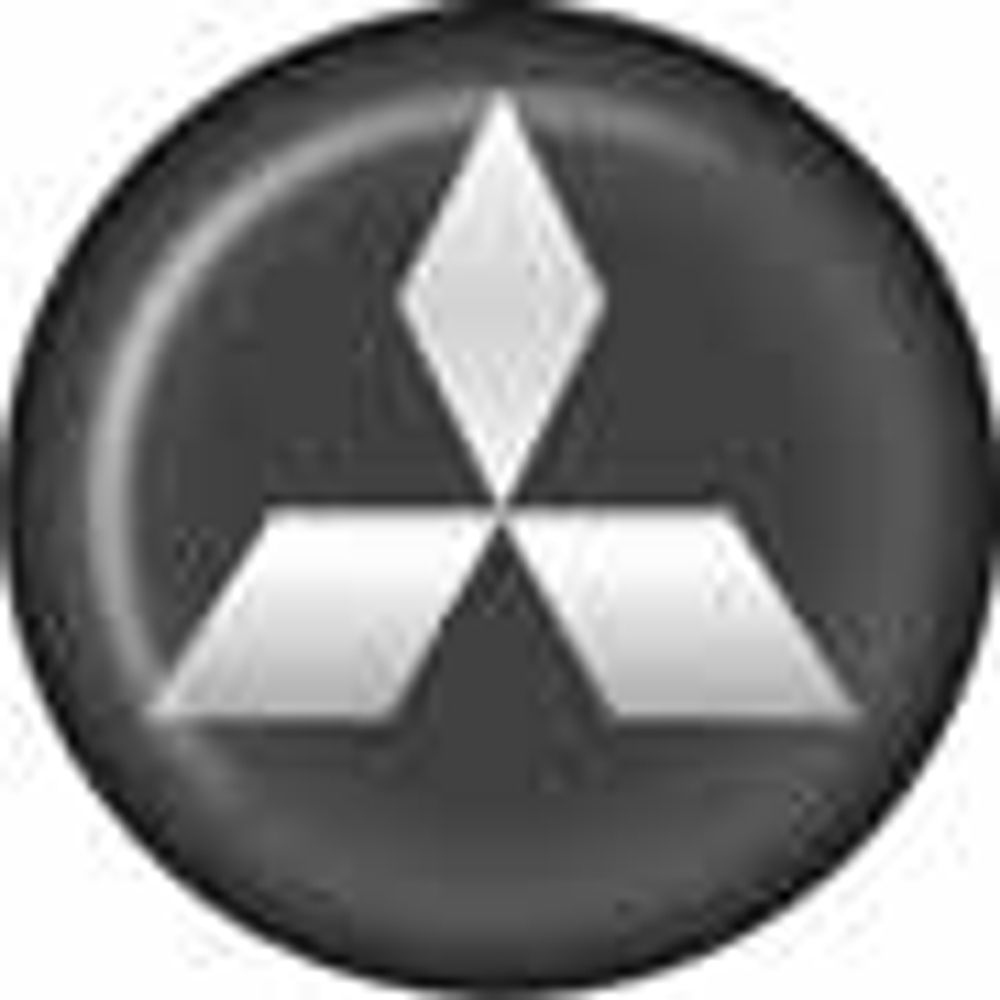 Наклейки  на колпаки D-6см - "Mitsubishi" (объемная) голографическая (черный фон) (кт4шт) 02150